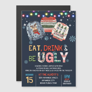 Ugly Sweater Kerstparty Magnetische Uitnodiging