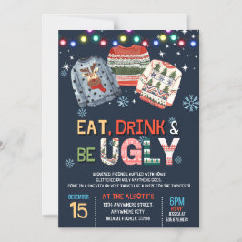 Ugly Sweater Kerstparty Magnetische Uitnodiging