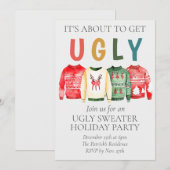 Ugly Sweater Kerstparty nodigt uit Feestdagenkaart (Voorkant / Achterkant)