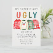 Ugly Sweater Kerstparty nodigt uit Feestdagenkaart (Staand voorkant)