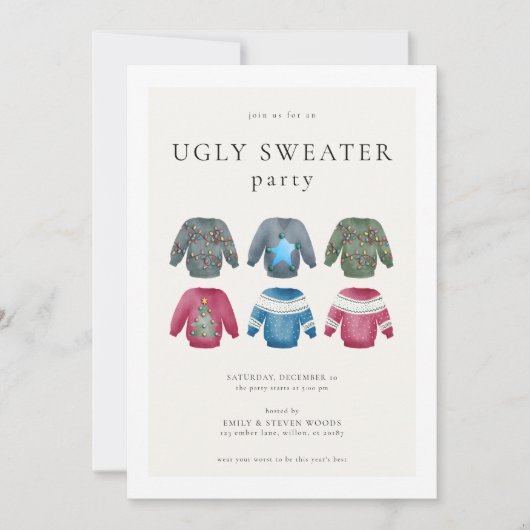 Ugly Sweater Kerstparty nodigt uit Kaart (Voorkant)