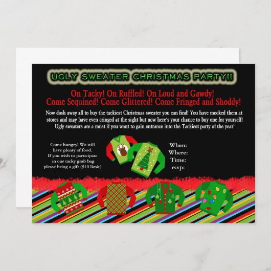Ugly Sweater Kerstparty nodigt uit Kaart (Voorkant / Achterkant)