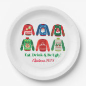 Ugly Sweater Kerstparty Papieren Bordje (Voorkant)