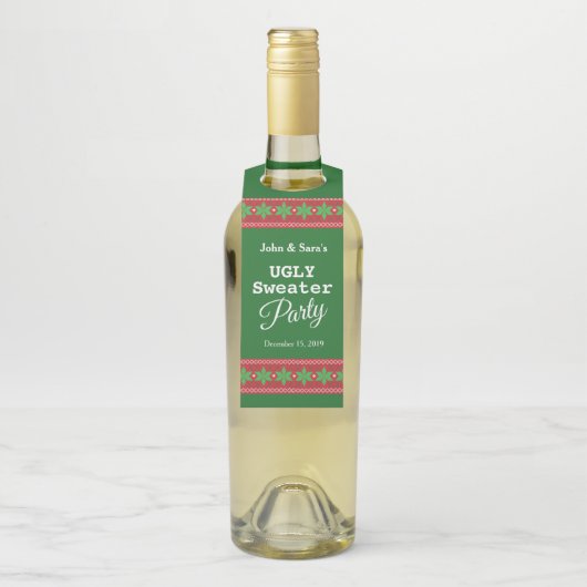 Ugly Sweater Kerstparty, persoonlijk Flessenhanger (Op fles)