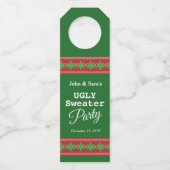 Ugly Sweater Kerstparty, persoonlijk Flessenhanger (Voorkant)
