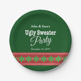 Ugly Sweater Kerstparty, persoonlijk Papieren Bordje