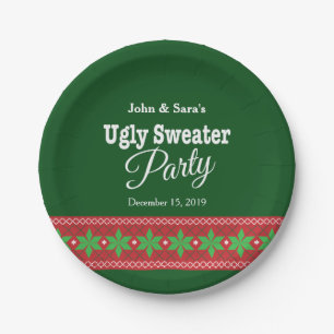 Ugly Sweater Kerstparty, persoonlijk Papieren Bordje