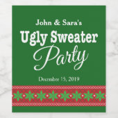 Ugly Sweater Kerstparty, persoonlijk Wijn Etiket (Enkel label)
