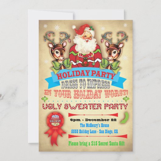  Ugly Sweater Kerstparty Poster nodigt uit Kaart