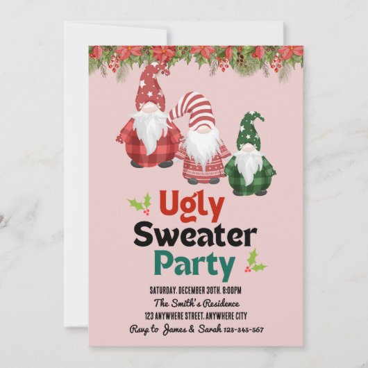 Ugly Sweater Kerstparty Uitnodiging (Voorkant)