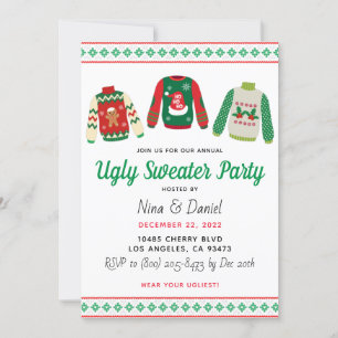 Ugly Sweater Kerstparty Uitnodiging