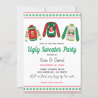 Ugly Sweater Kerstparty Uitnodiging