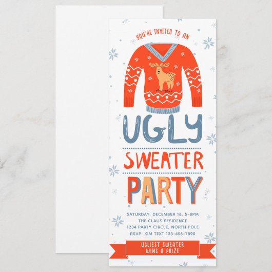 Ugly Sweater Kerstparty Uitnodiging (Voorkant / Achterkant)