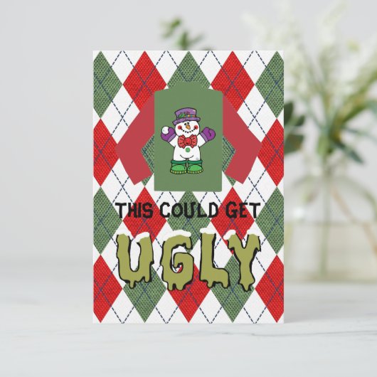 Ugly Sweater Kerstparty Uitnodiging (Staand voorkant)