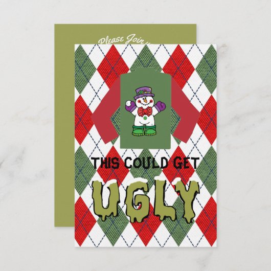 Ugly Sweater Kerstparty Uitnodiging (Voorkant / Achterkant)