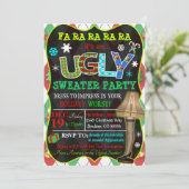 Ugly Sweater Kerstparty Uitnodiging (Staand voorkant)