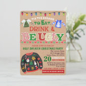 Ugly Sweater Kerstparty Uitnodiging (Staand voorkant)