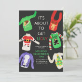 Ugly Sweater Kerstparty Uitnodiging (Staand voorkant)