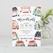 Ugly Sweater Kerstparty Uitnodiging (Staand voorkant)