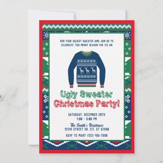 Ugly Sweater Kerstparty Uitnodiging (Voorkant)