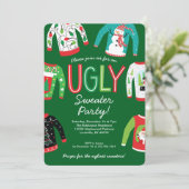 Ugly Sweater Kerstparty Uitnodiging (Staand voorkant)