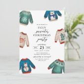 Ugly Sweater Kerstparty Uitnodiging (Staand voorkant)