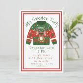 Ugly Sweater Kerstparty Uitnodiging (Staand voorkant)