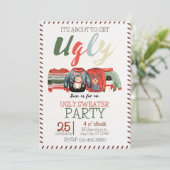 Ugly Sweater Kerstparty Uitnodiging (Staand voorkant)