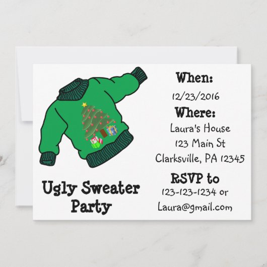 Ugly Sweater Kerstparty Uitnodiging (Voorkant)