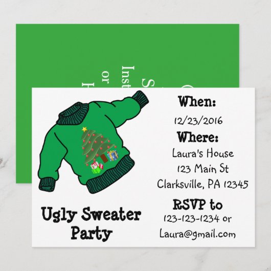 Ugly Sweater Kerstparty Uitnodiging (Voorkant / Achterkant)