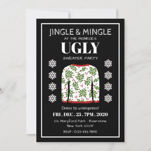 Ugly Sweater Kerstparty Uitnodiging (Voorkant)