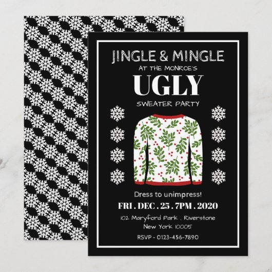 Ugly Sweater Kerstparty Uitnodiging (Voorkant / Achterkant)