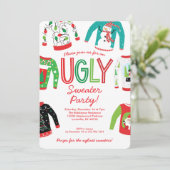 Ugly Sweater Kerstparty Uitnodiging (Staand voorkant)