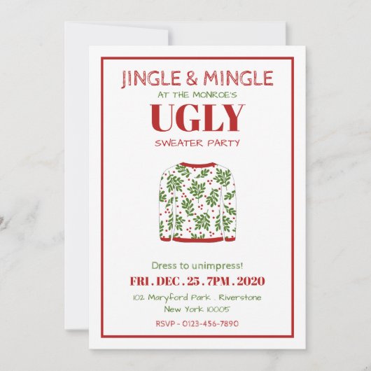 Ugly Sweater Kerstparty Uitnodiging (Voorkant)