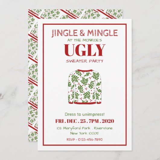 Ugly Sweater Kerstparty Uitnodiging (Voorkant / Achterkant)