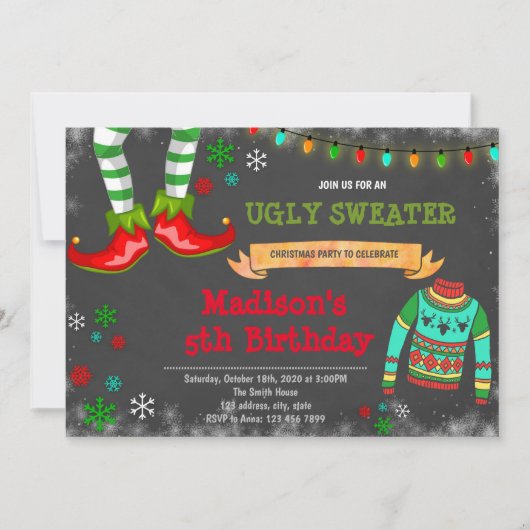 Ugly Sweater Kerstparty Uitnodiging (Voorkant)