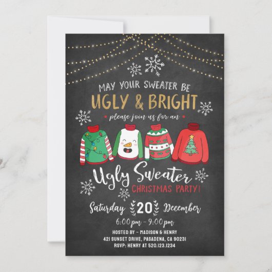 Ugly Sweater Kerstparty Uitnodiging (Voorkant)