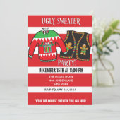 Ugly Sweater Kerstparty Uitnodiging (Staand voorkant)
