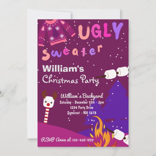 Ugly Sweater Kerstparty Uitnodiging (Voorkant)