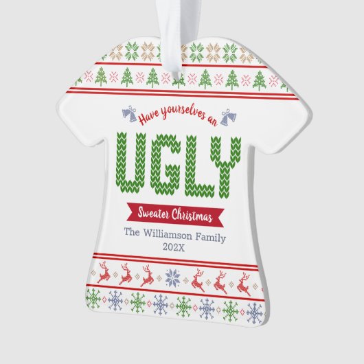 Ugly Sweater kersttacky Nordic Red Green Knit Ornament (voorkant)