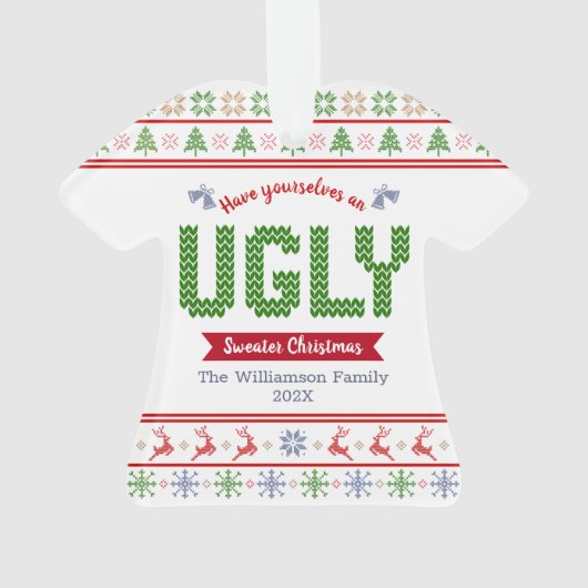 Ugly Sweater kersttacky Nordic Red Green Knit Ornament (achterkant)