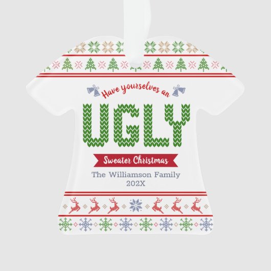 Ugly Sweater kersttacky Nordic Red Green Knit Ornament (voorkant)