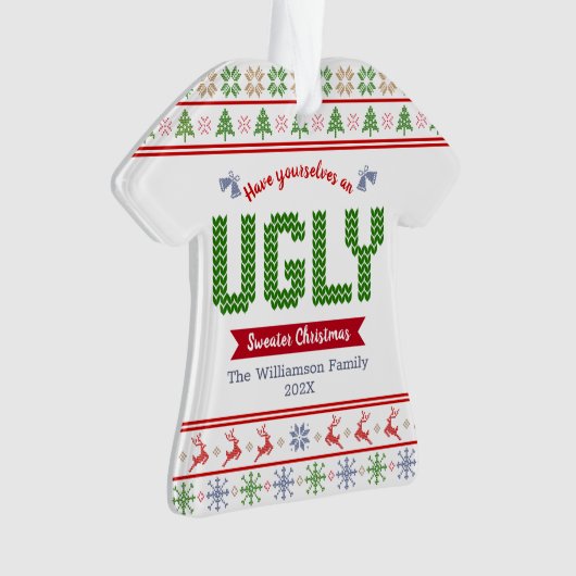 Ugly Sweater kersttacky Nordic Red Green Knit Ornament (voorkant)