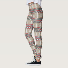 Ugly Sweater Knit-kerstpatroon | Tan Leggings