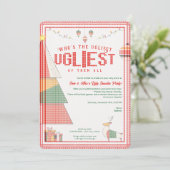 Ugly Sweater Lelijkste Wedstrijd Kerstvakantie Kaart (Staand voorkant)