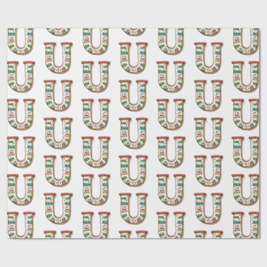Ugly Sweater Letter U Kerst Cadeaupapier (Vlak)