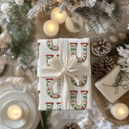 Ugly Sweater Letter U Kerst Cadeaupapier