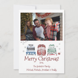 Ugly Sweater Merry Kerstmis met foto Feestdagenkaart