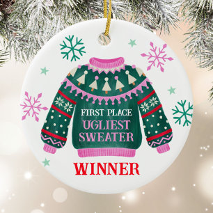 Ugly Sweater Party 1e plaats Winnaar wedstrijd Keramisch Ornament