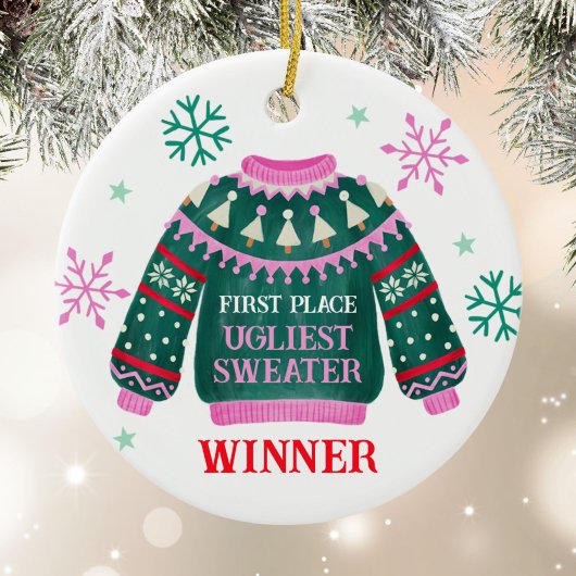 Ugly Sweater Party 1e plaats Winnaar wedstrijd Keramisch Ornament